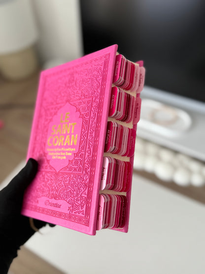 Quran with raspberry tabs