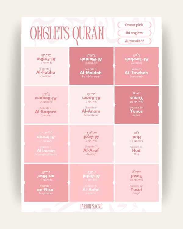 Onglets Coran sweet pink