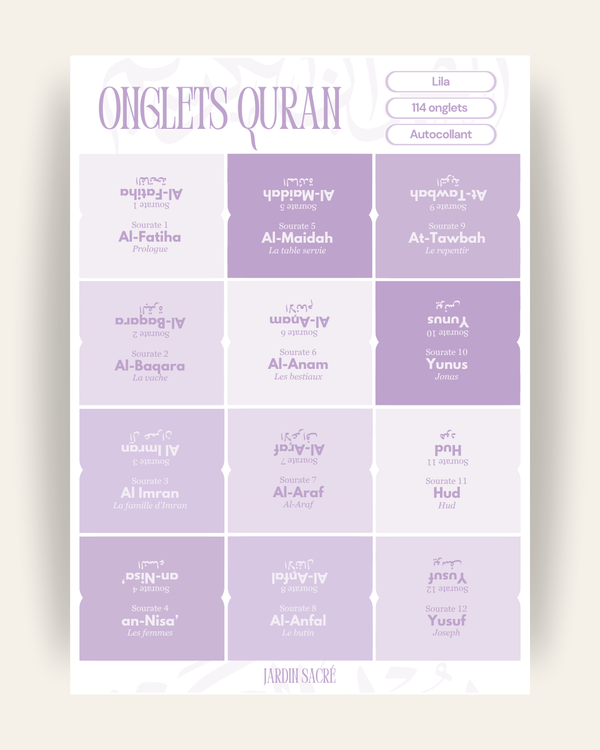 Onglets Coran lila