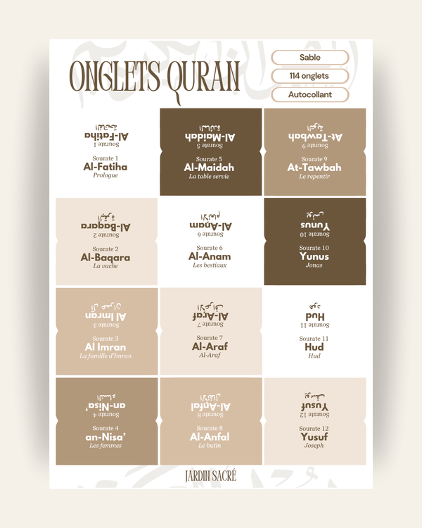 Onglets Coran sable