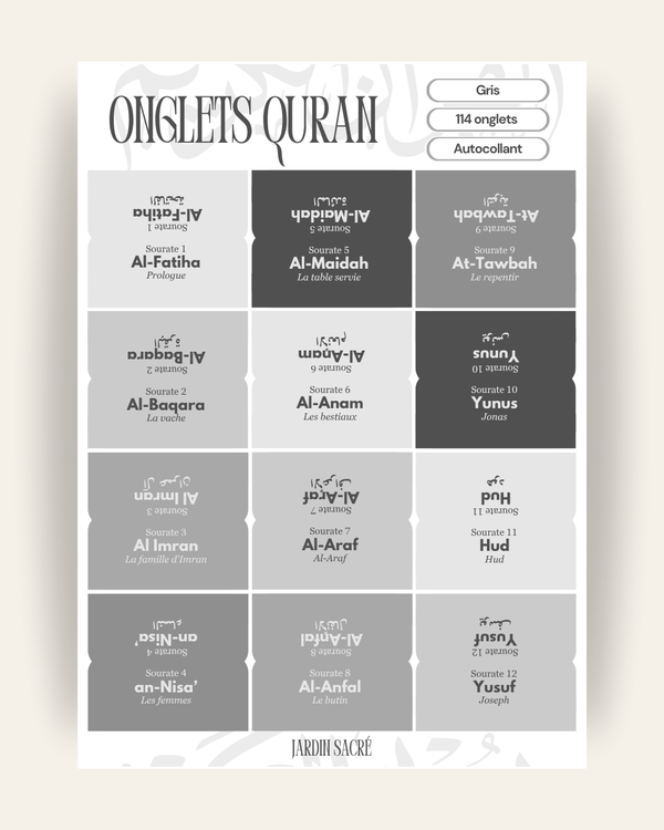 Onglets Coran gris