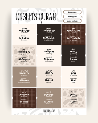 Onglets Coran automne