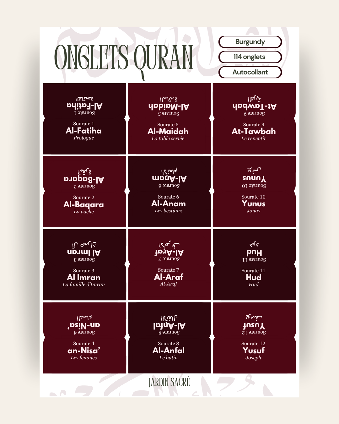Onglets Coran Burgundy