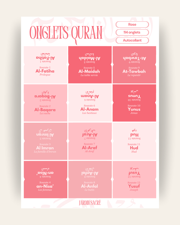 Onglets Coran rose