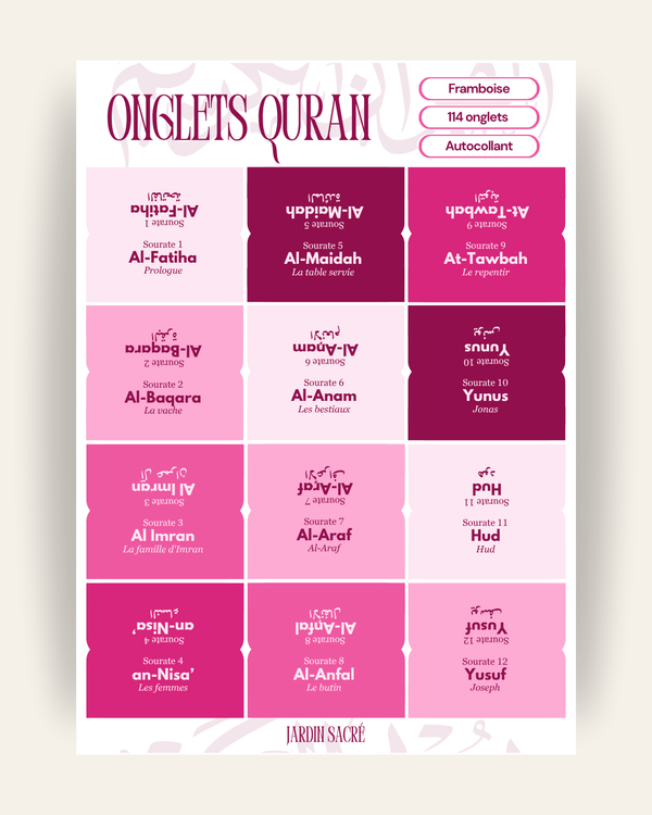 Onglets Coran framboise