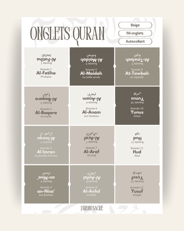 Onglets Coran beige