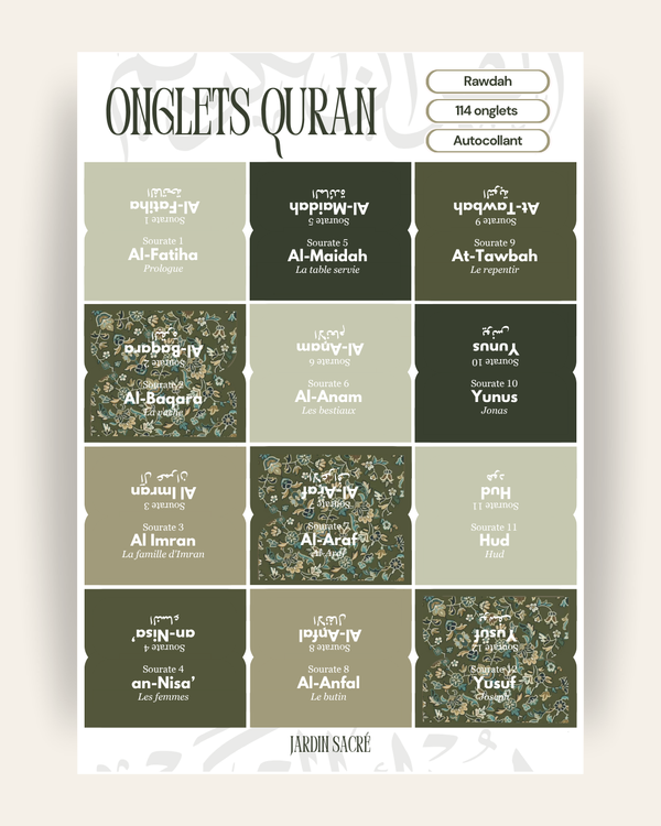 Onglets Coran Rawdah