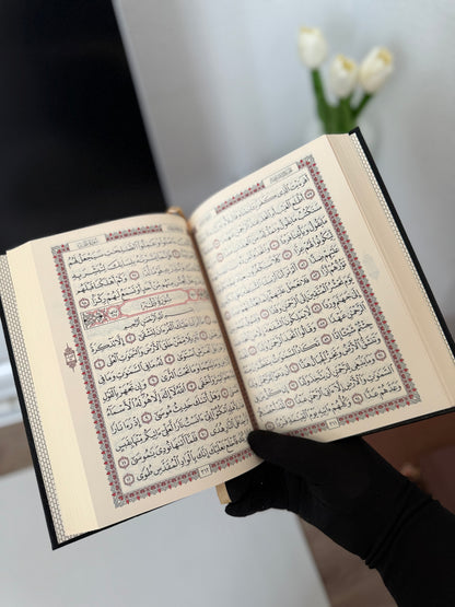 Coran spécial mosquée - Lecture Hafs - Couverture Noire dorée rigide (14 x 20 cm - tajlid)