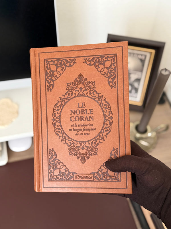 Le Noble Coran et la traduction en langue française de ses sens (bilingue français/arabe) - Edition de luxe couverture cartonnée en cuir marron