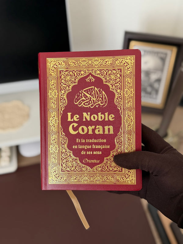 Le Noble Coran et la traduction en langue française de ses sens (bilingue arabe/français) avec index des sourates - Couleur Bordeaux doré